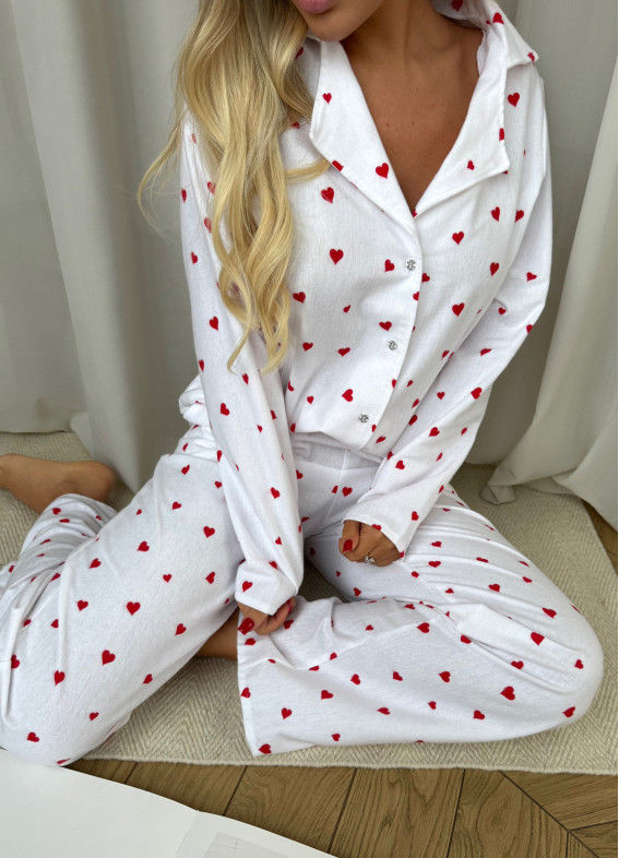Лізі фланель, піжама, біла00-00004124-k