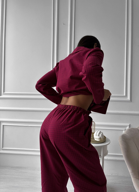 Матильда, піжама, бордова00-00004146