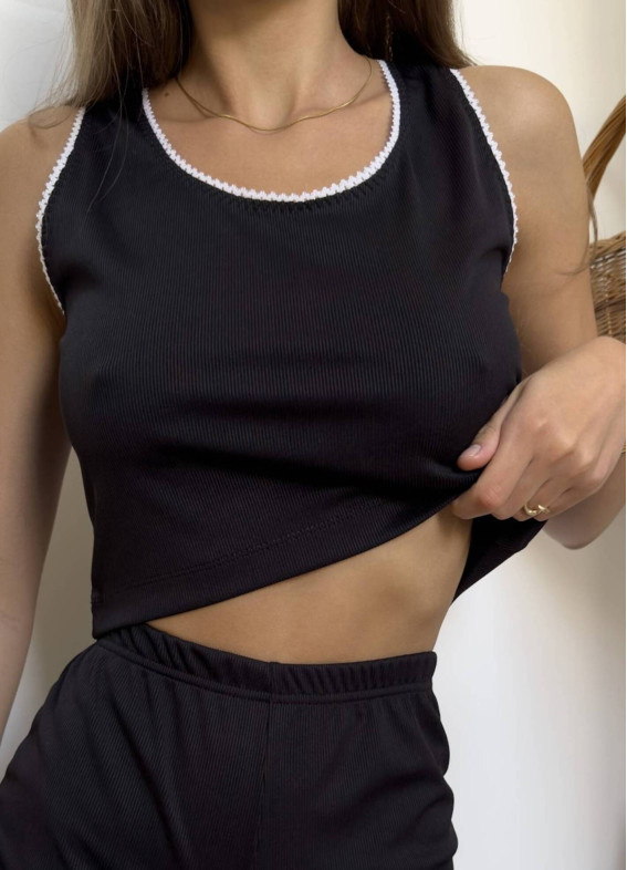 Беатріс, майка до піжами, чорна00-00004349