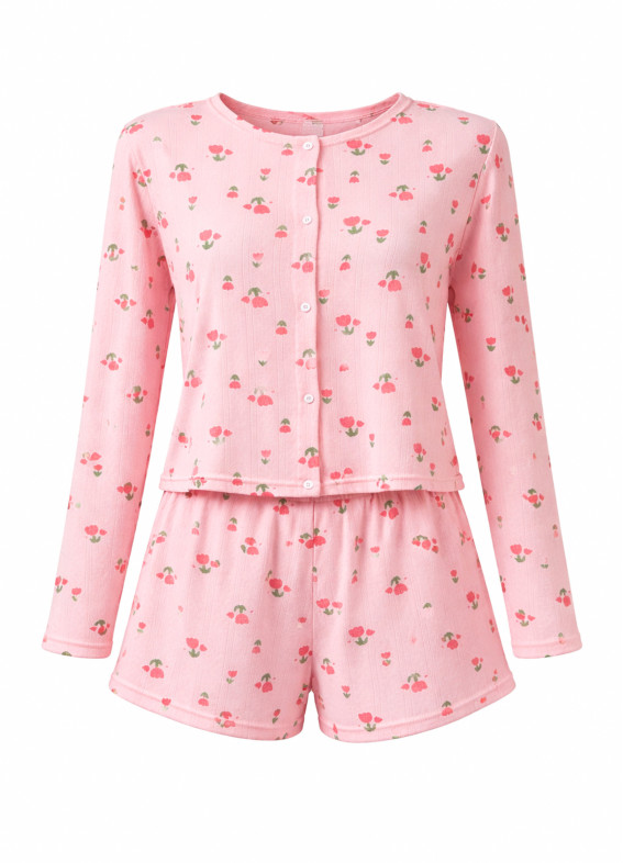 Зої, піжама з сорочкою, рожева00-00004546-k
