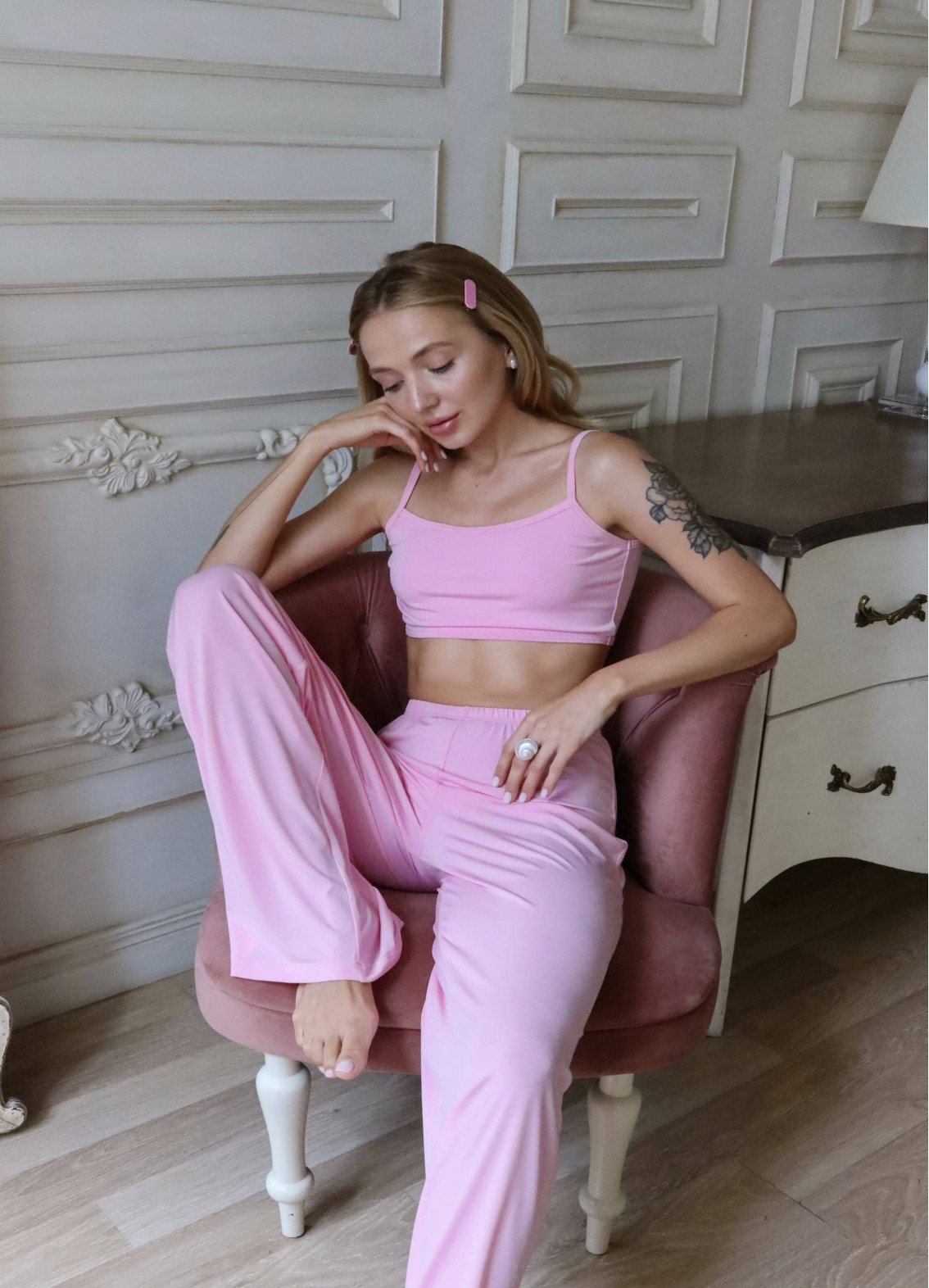 Амелія, піжама з штанами, рожева00-00005100-k3