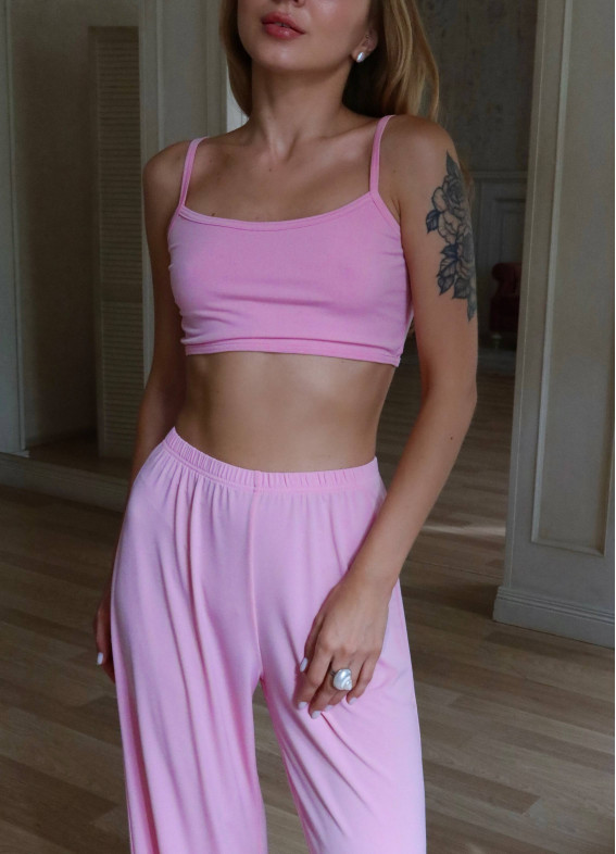 Амелія, піжама зі штанами, рожева00-00005100-k