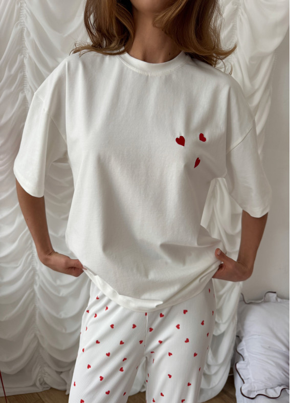 Love, піжама з футболкою, біла00-00005441-k