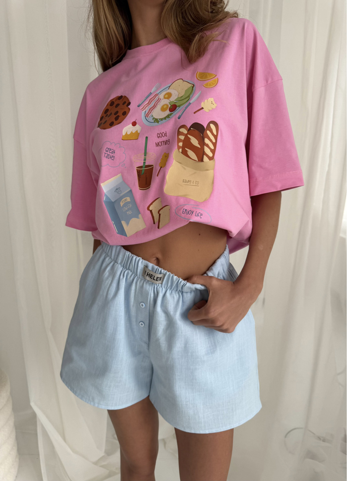 Жіноча піжамка Good morning, різнокольорова00-00005548-k3