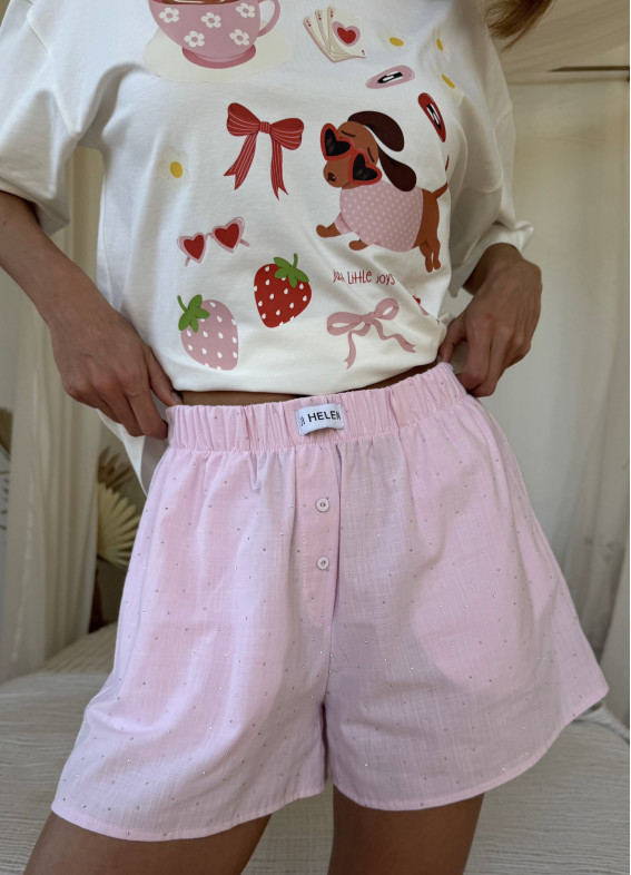Little joys, шортики зі стразами, піжама, різнокольорова00-00005550-k-1