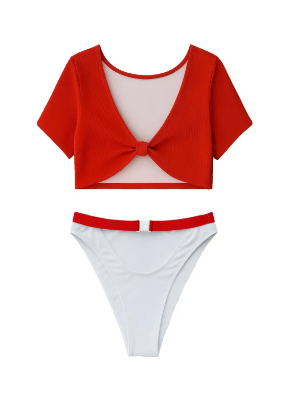 Данієла, купальник, біло-червоний00-00003852