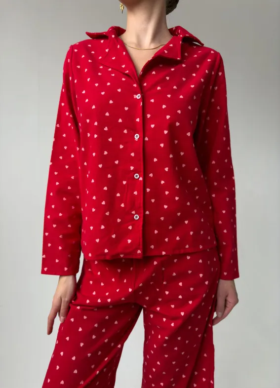 Лізі фланель, піжама, червона00-00004124-k