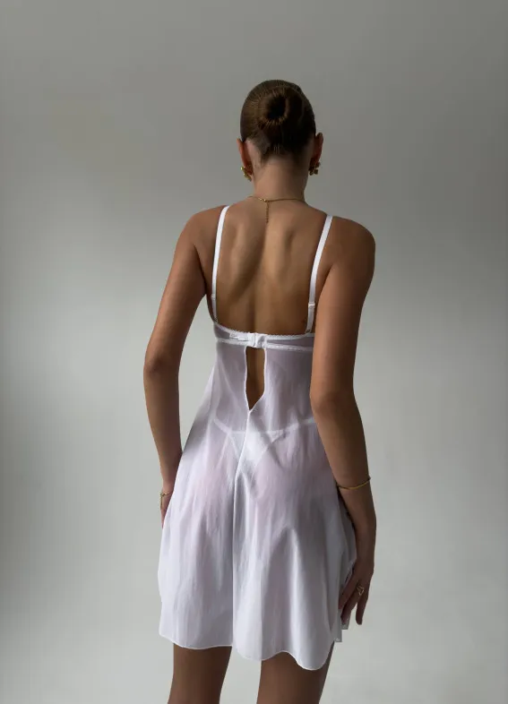 Шейла, нічна сорочка зі стрінгами, біла00-00004710-k